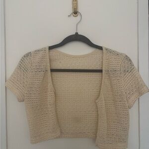 Elegant Cream Crochet Women Coverlet